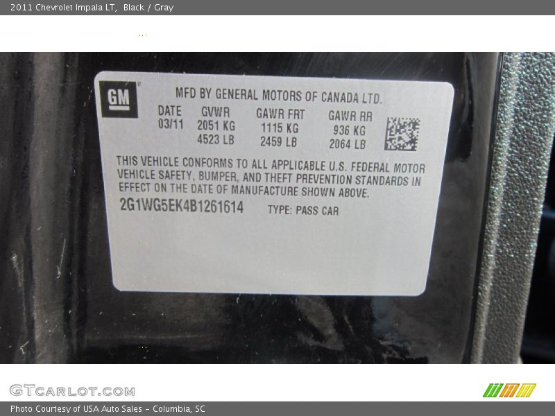 Black / Gray 2011 Chevrolet Impala LT
