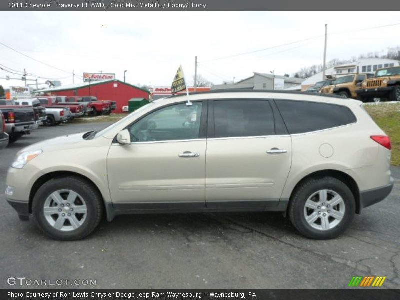 Gold Mist Metallic / Ebony/Ebony 2011 Chevrolet Traverse LT AWD