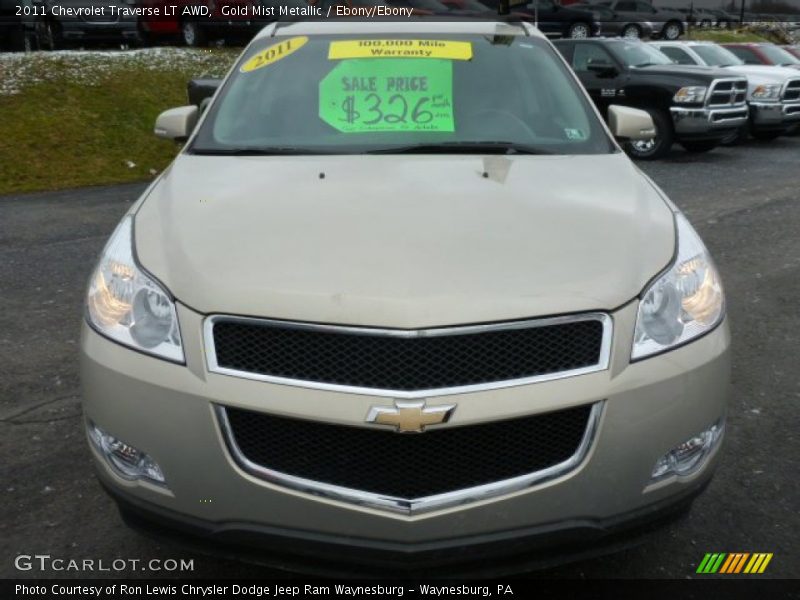 Gold Mist Metallic / Ebony/Ebony 2011 Chevrolet Traverse LT AWD