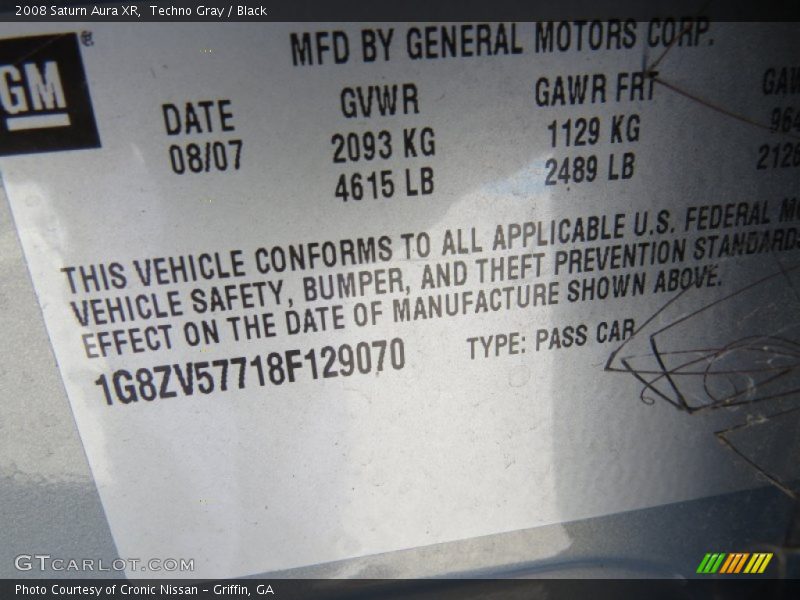 Techno Gray / Black 2008 Saturn Aura XR