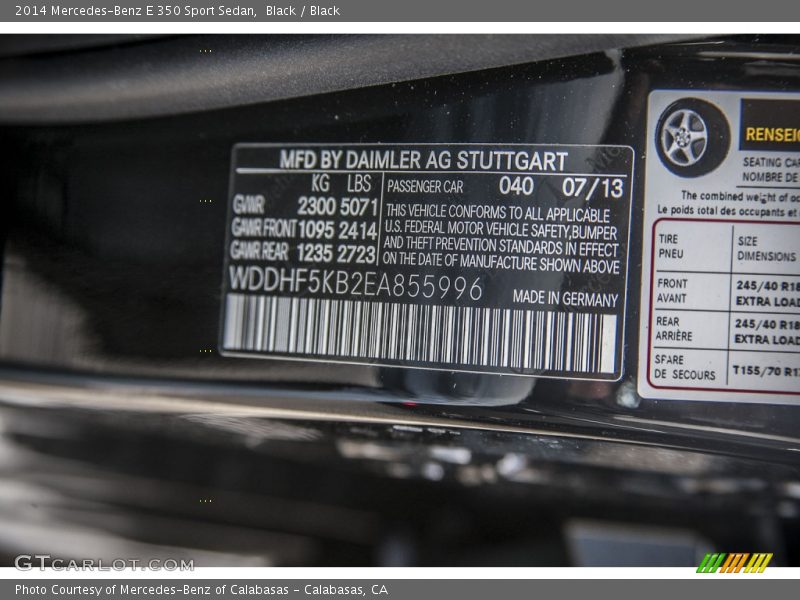 Black / Black 2014 Mercedes-Benz E 350 Sport Sedan