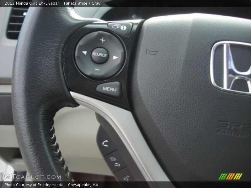 Taffeta White / Gray 2012 Honda Civic EX-L Sedan