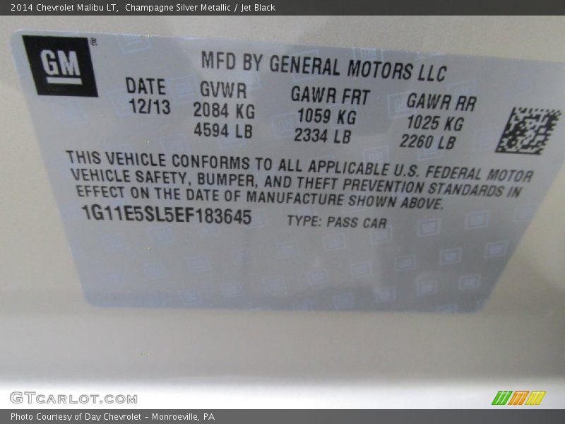Champagne Silver Metallic / Jet Black 2014 Chevrolet Malibu LT
