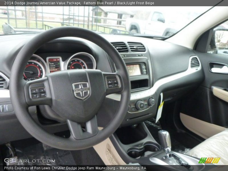 Fathom Blue Pearl / Black/Light Frost Beige 2014 Dodge Journey Amercian Value Package
