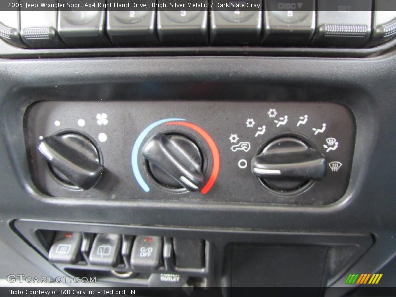 Controls of 2005 Wrangler Sport 4x4 Right Hand Drive