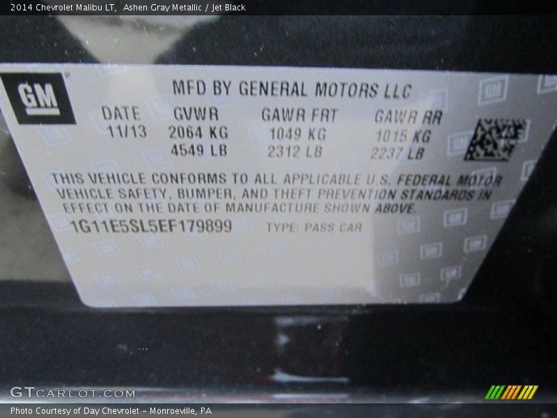 Ashen Gray Metallic / Jet Black 2014 Chevrolet Malibu LT