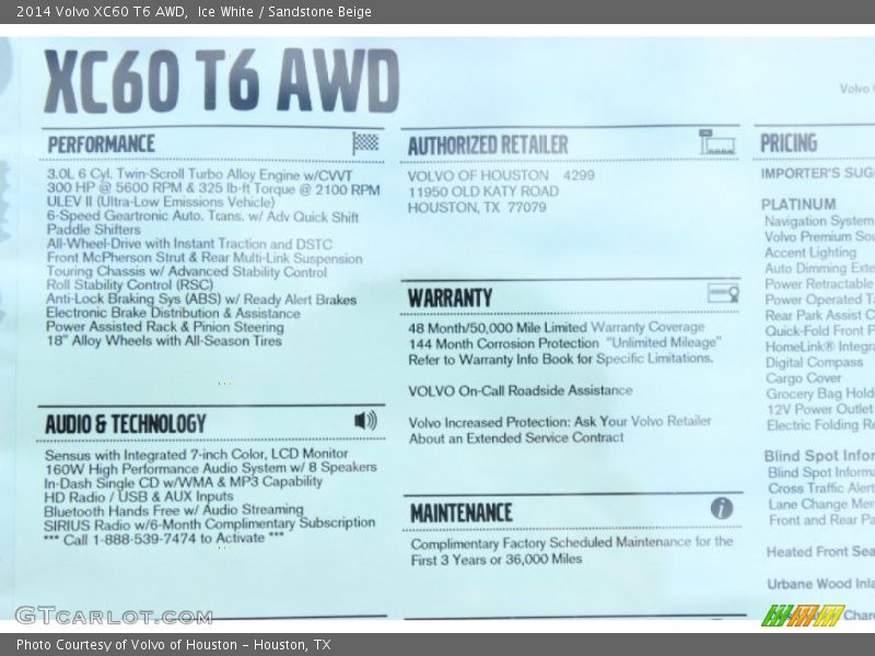 Ice White / Sandstone Beige 2014 Volvo XC60 T6 AWD