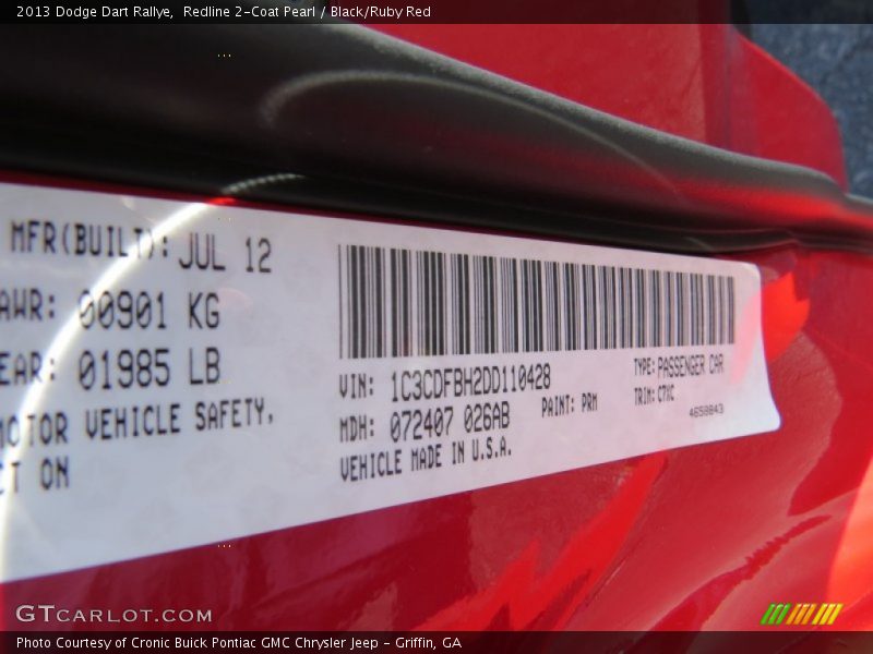 Redline 2-Coat Pearl / Black/Ruby Red 2013 Dodge Dart Rallye
