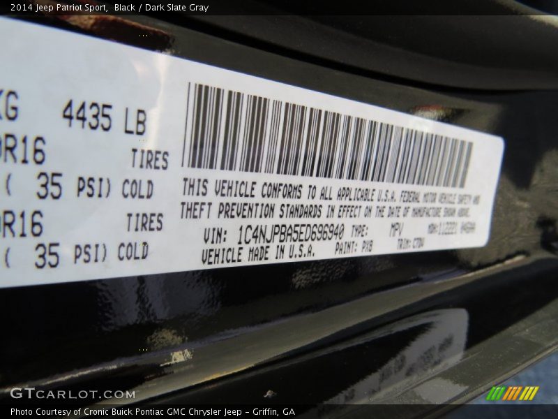 Black / Dark Slate Gray 2014 Jeep Patriot Sport