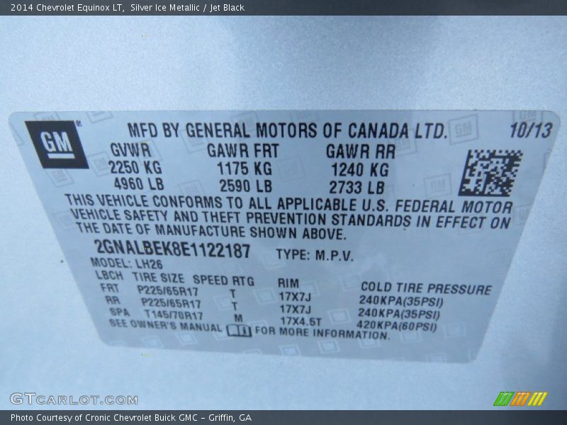 Silver Ice Metallic / Jet Black 2014 Chevrolet Equinox LT