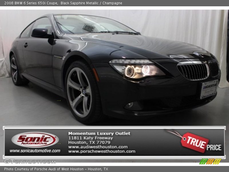 Black Sapphire Metallic / Champagne 2008 BMW 6 Series 650i Coupe