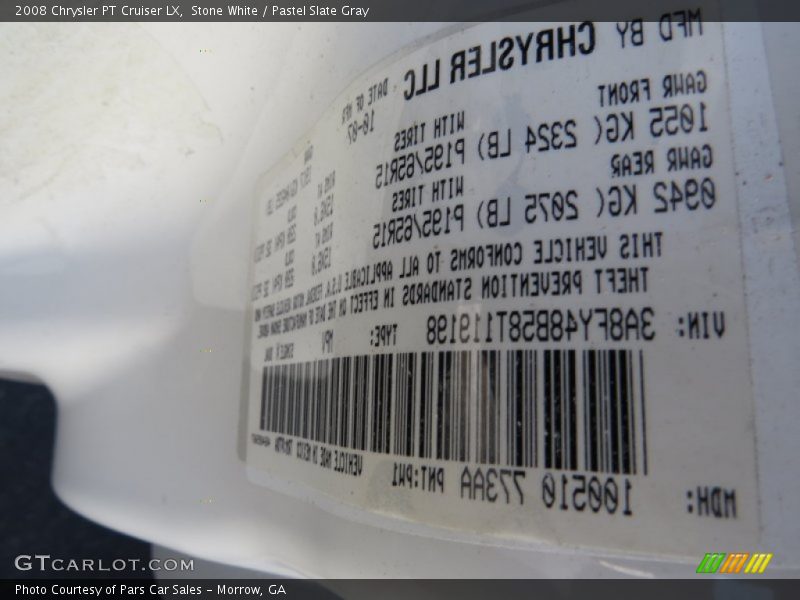 Stone White / Pastel Slate Gray 2008 Chrysler PT Cruiser LX