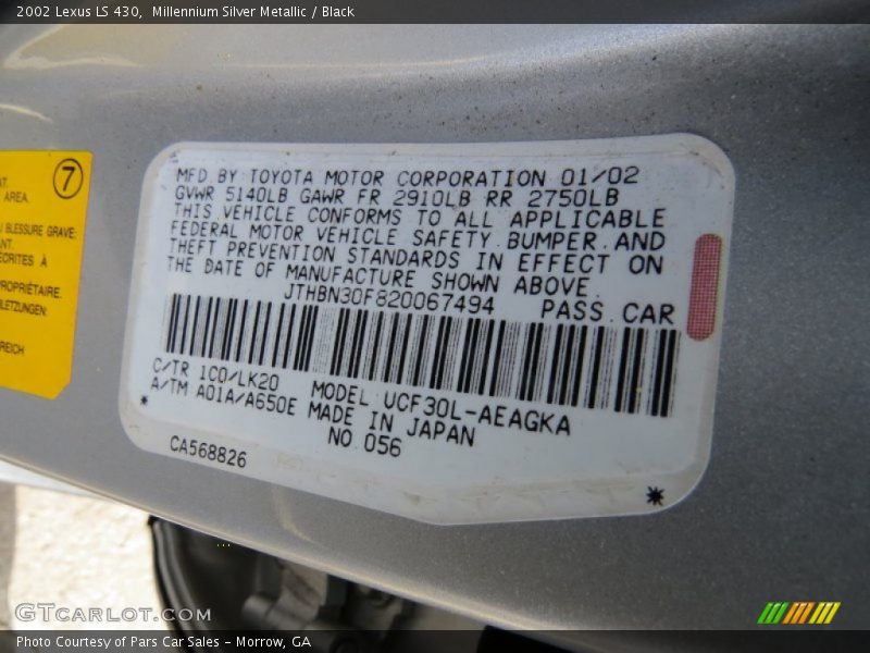 Millennium Silver Metallic / Black 2002 Lexus LS 430