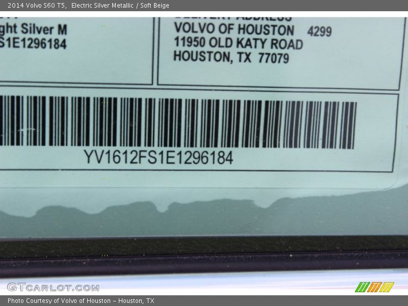 Electric Silver Metallic / Soft Beige 2014 Volvo S60 T5