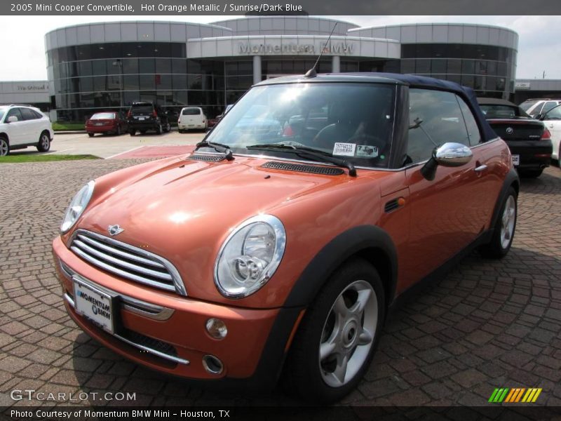 Hot Orange Metallic / Sunrise/Dark Blue 2005 Mini Cooper Convertible