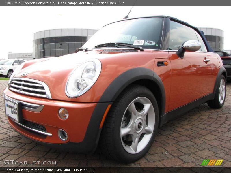 Hot Orange Metallic / Sunrise/Dark Blue 2005 Mini Cooper Convertible