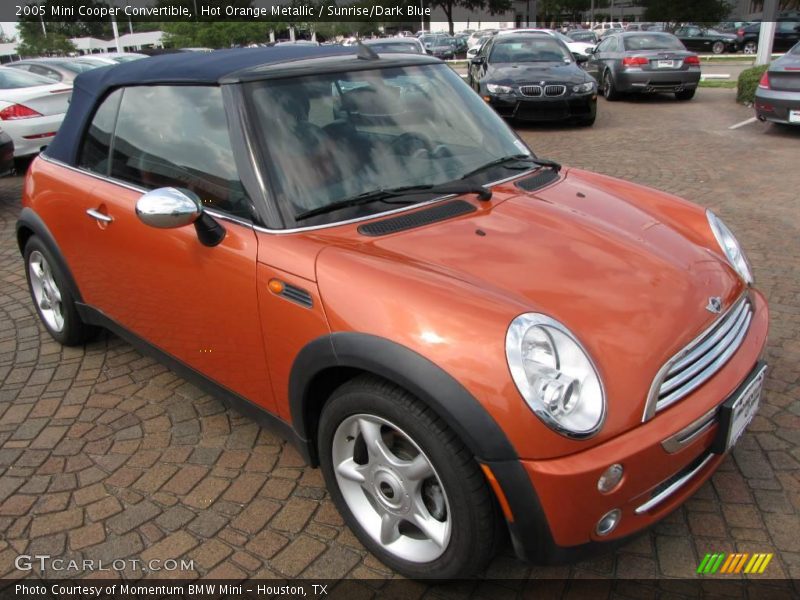 Hot Orange Metallic / Sunrise/Dark Blue 2005 Mini Cooper Convertible