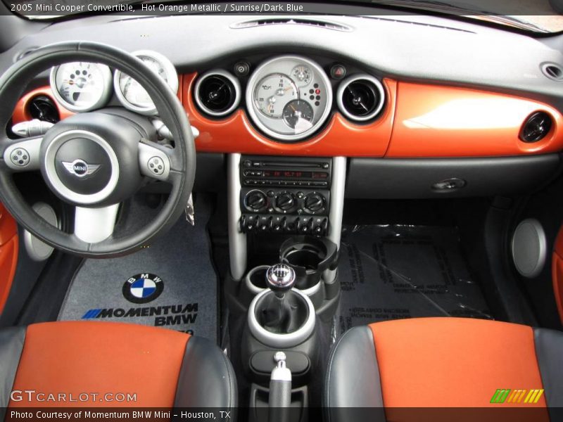 Hot Orange Metallic / Sunrise/Dark Blue 2005 Mini Cooper Convertible