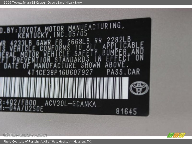 Desert Sand Mica / Ivory 2006 Toyota Solara SE Coupe