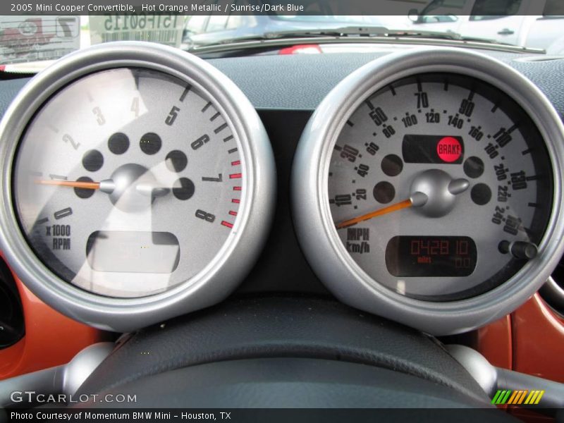 Hot Orange Metallic / Sunrise/Dark Blue 2005 Mini Cooper Convertible