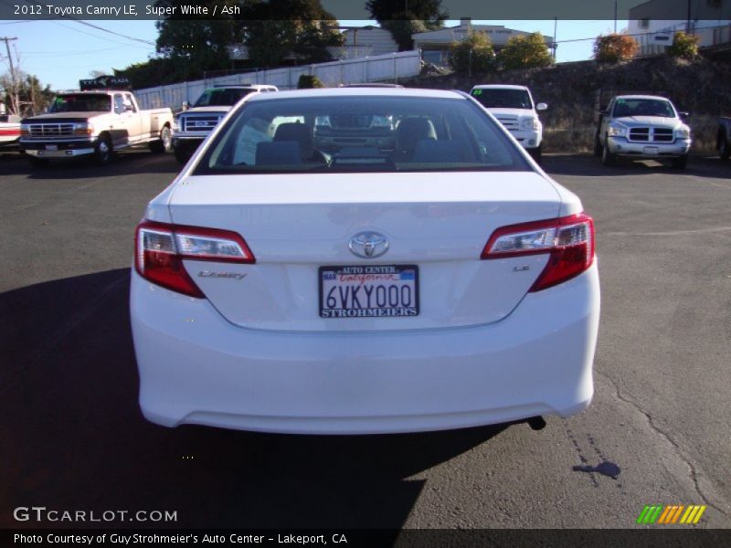 Super White / Ash 2012 Toyota Camry LE