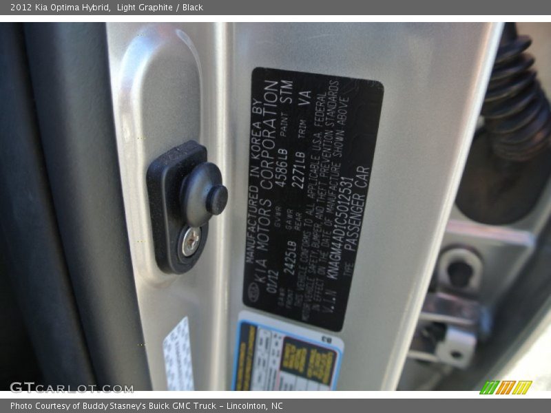 Light Graphite / Black 2012 Kia Optima Hybrid