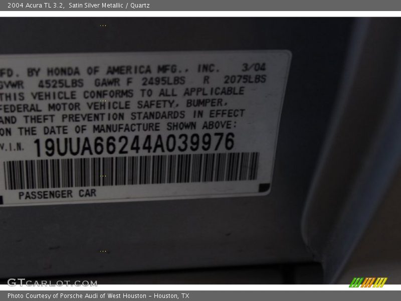 Satin Silver Metallic / Quartz 2004 Acura TL 3.2