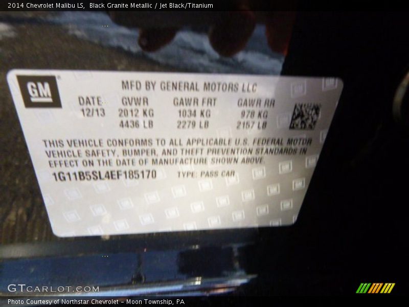 Black Granite Metallic / Jet Black/Titanium 2014 Chevrolet Malibu LS