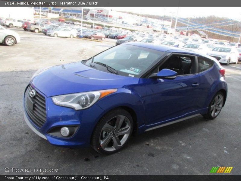 Marathon Blue / Black 2014 Hyundai Veloster Turbo