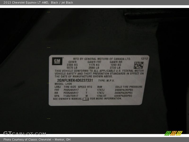 Black / Jet Black 2013 Chevrolet Equinox LT AWD