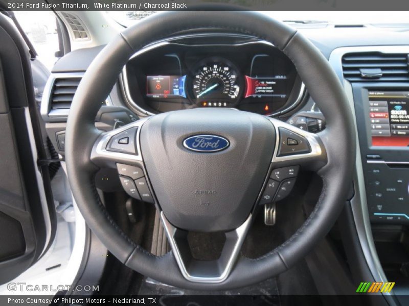White Platinum / Charcoal Black 2014 Ford Fusion Titanium