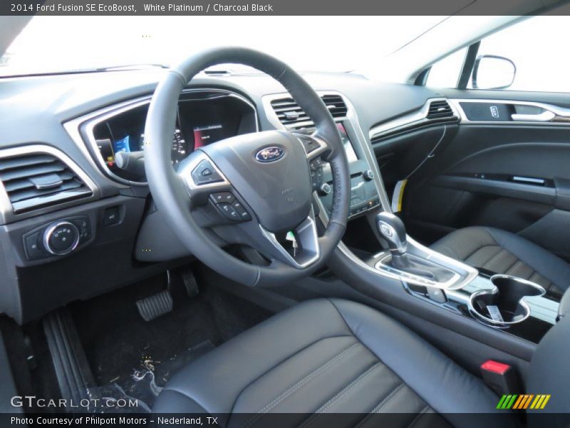 White Platinum / Charcoal Black 2014 Ford Fusion SE EcoBoost