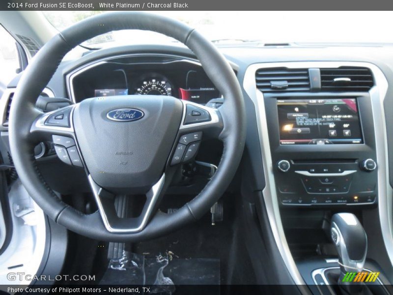 White Platinum / Charcoal Black 2014 Ford Fusion SE EcoBoost