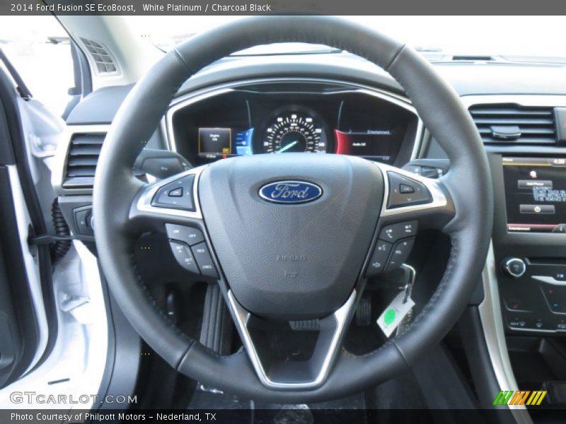 White Platinum / Charcoal Black 2014 Ford Fusion SE EcoBoost