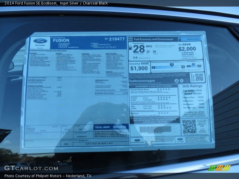 Ingot Silver / Charcoal Black 2014 Ford Fusion SE EcoBoost