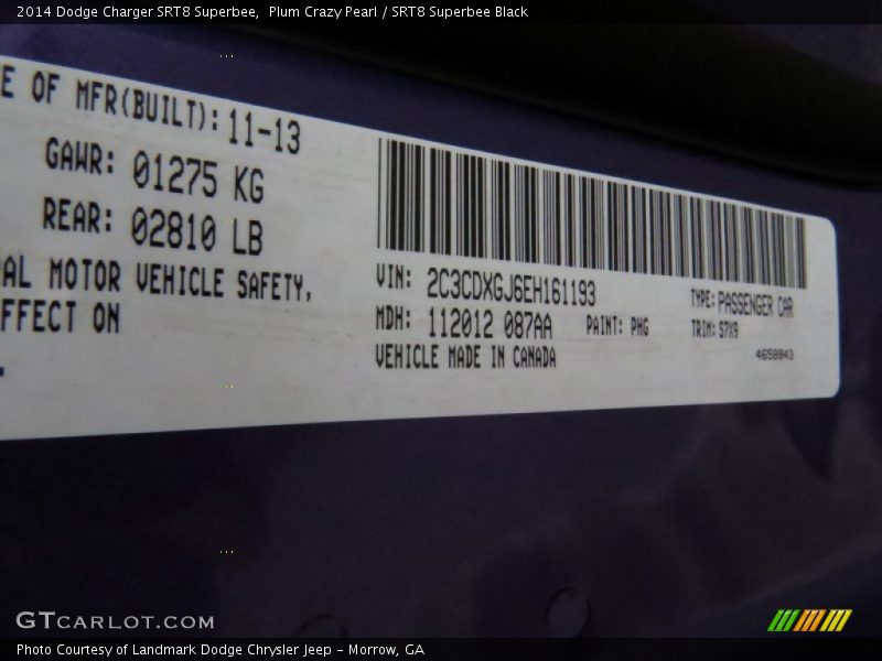 Plum Crazy Pearl / SRT8 Superbee Black 2014 Dodge Charger SRT8 Superbee
