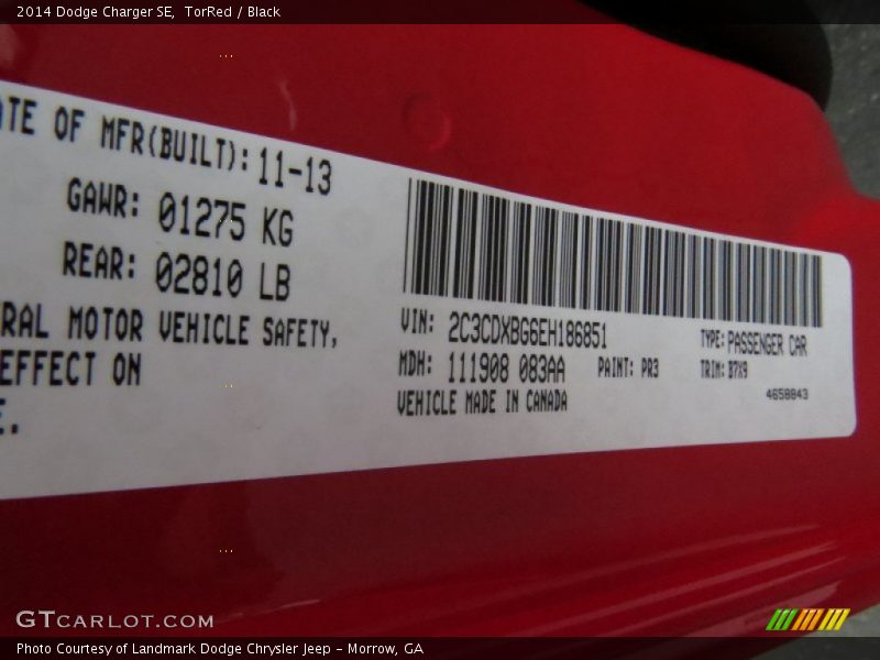 TorRed / Black 2014 Dodge Charger SE