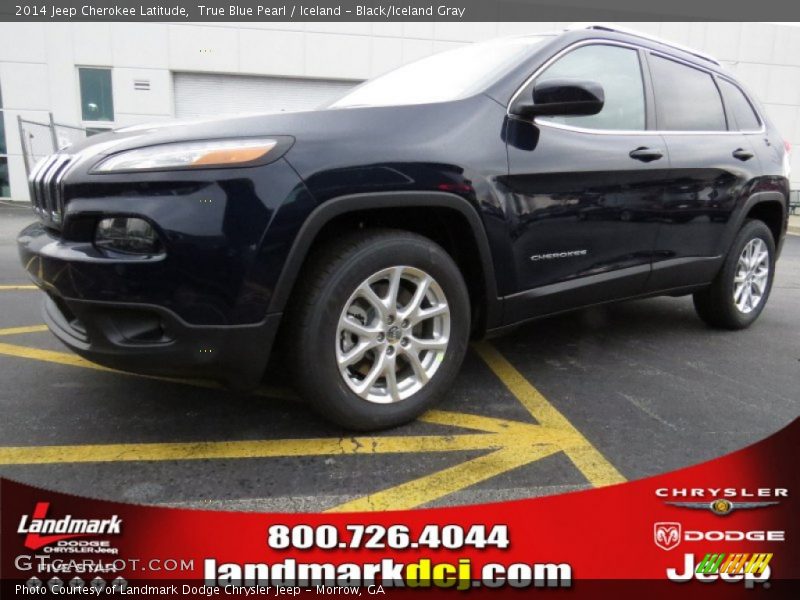 True Blue Pearl / Iceland - Black/Iceland Gray 2014 Jeep Cherokee Latitude