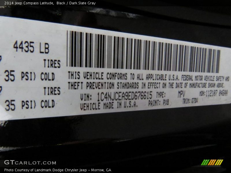 Black / Dark Slate Gray 2014 Jeep Compass Latitude