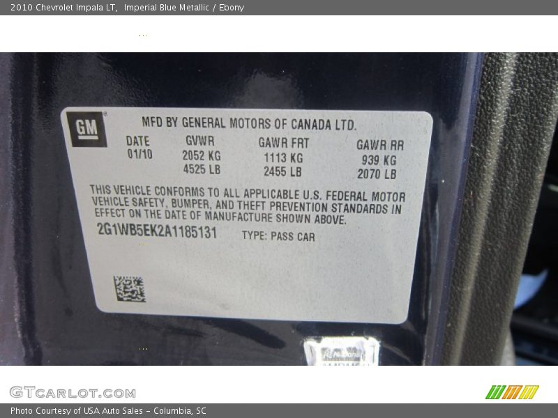 Imperial Blue Metallic / Ebony 2010 Chevrolet Impala LT