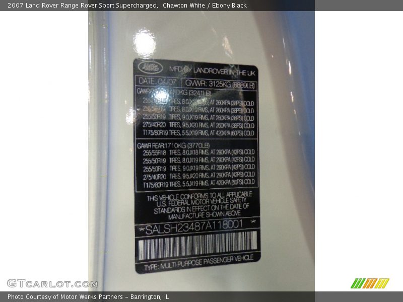 Chawton White / Ebony Black 2007 Land Rover Range Rover Sport Supercharged