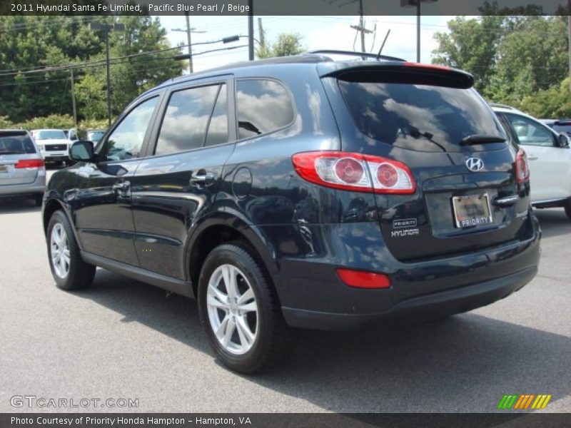 Pacific Blue Pearl / Beige 2011 Hyundai Santa Fe Limited