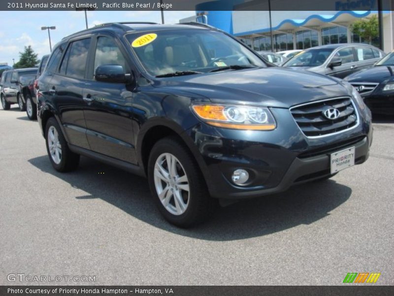 Pacific Blue Pearl / Beige 2011 Hyundai Santa Fe Limited