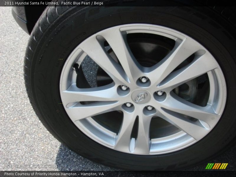 Pacific Blue Pearl / Beige 2011 Hyundai Santa Fe Limited