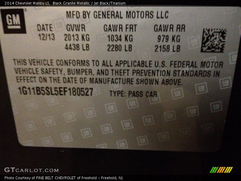 Black Granite Metallic / Jet Black/Titanium 2014 Chevrolet Malibu LS