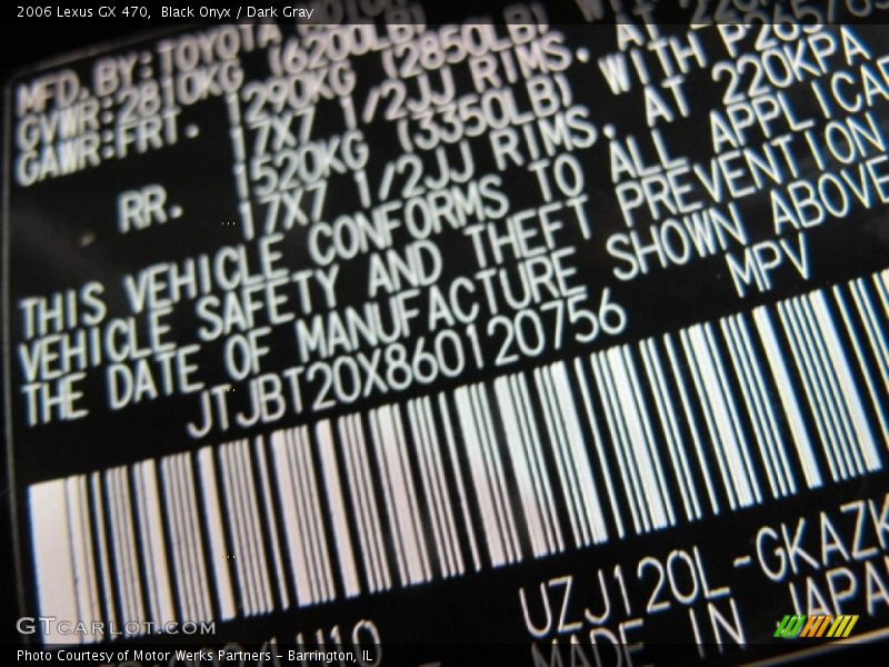 Black Onyx / Dark Gray 2006 Lexus GX 470
