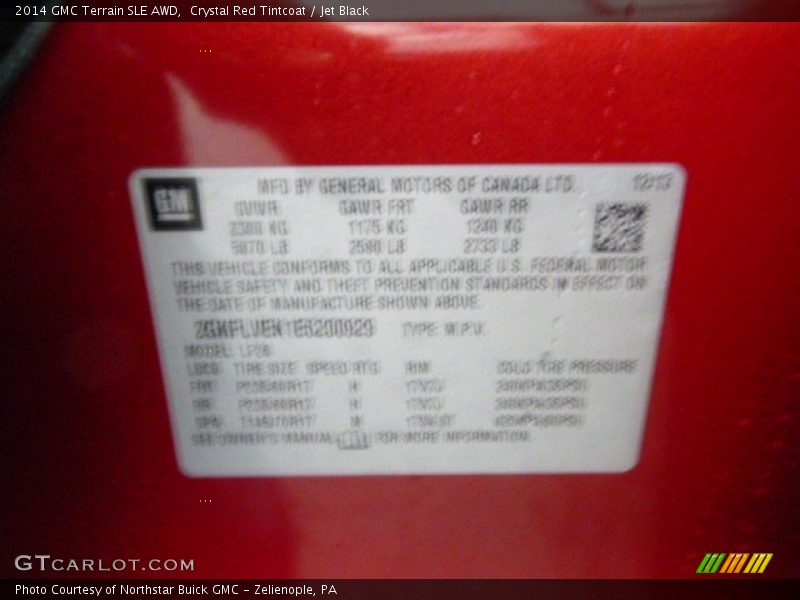 Crystal Red Tintcoat / Jet Black 2014 GMC Terrain SLE AWD
