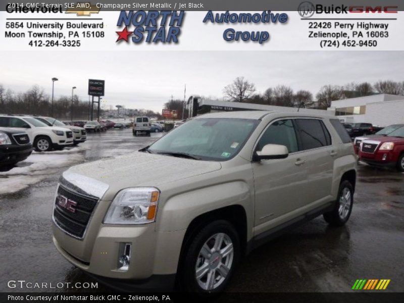 Champagne Silver Metallic / Jet Black 2014 GMC Terrain SLE AWD