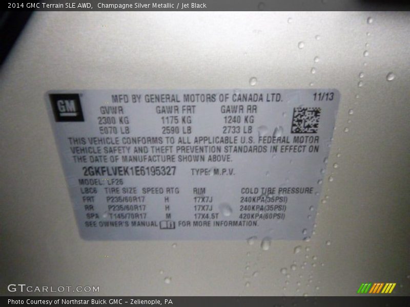 Champagne Silver Metallic / Jet Black 2014 GMC Terrain SLE AWD