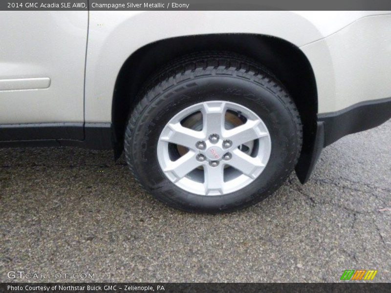 Champagne Silver Metallic / Ebony 2014 GMC Acadia SLE AWD